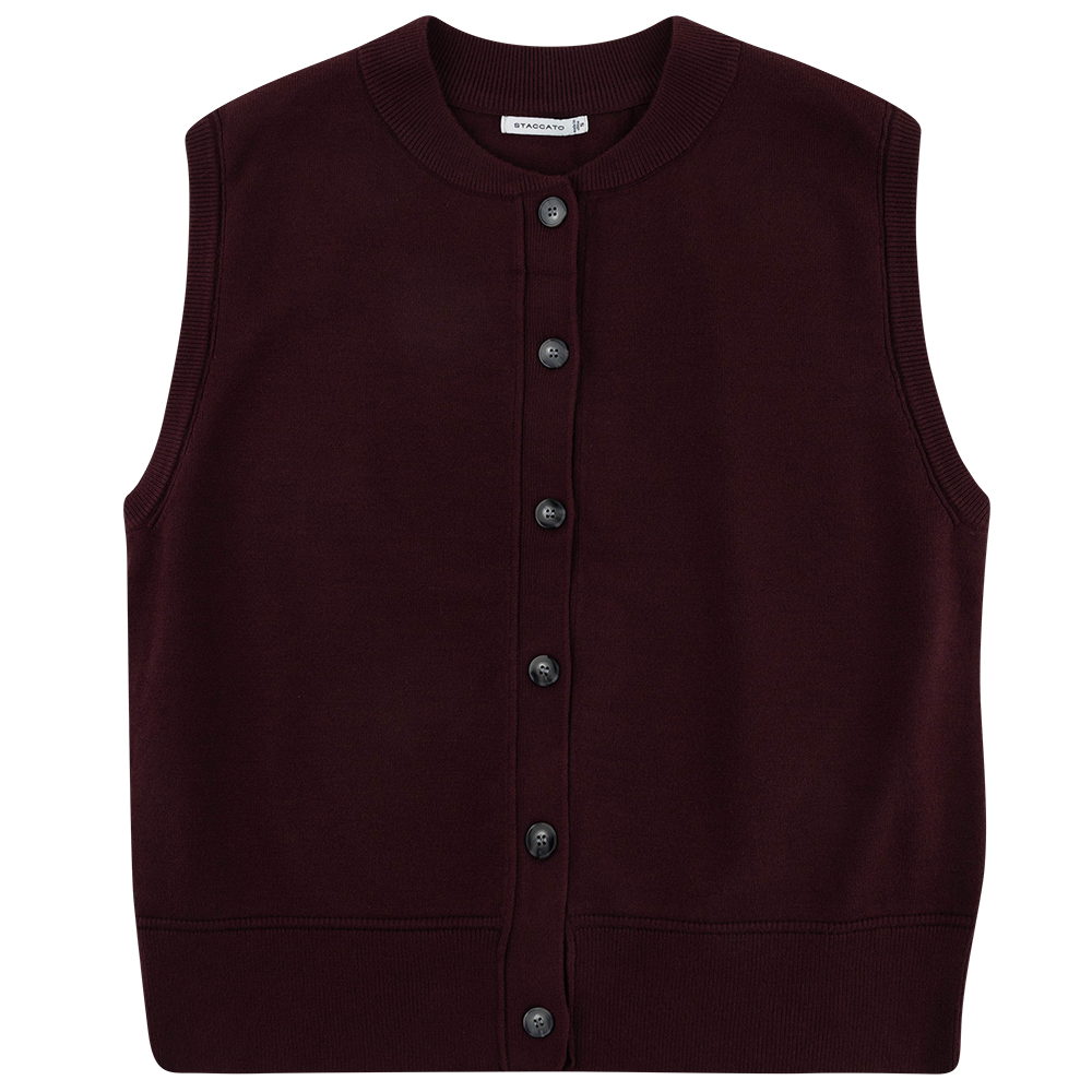 Staccato Oversized Button Down Sweater Vest - Maroon
