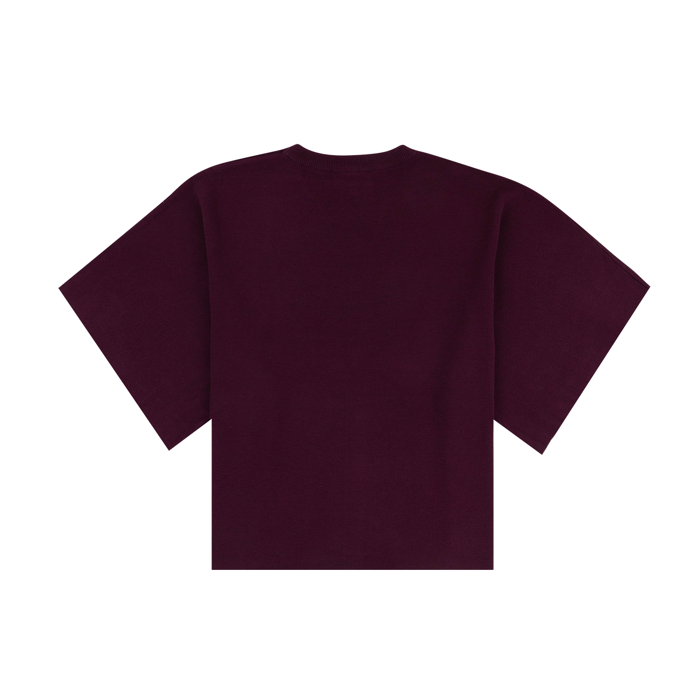 ENTRO Round Neck Short Sleeve Knit Top - Maroon
