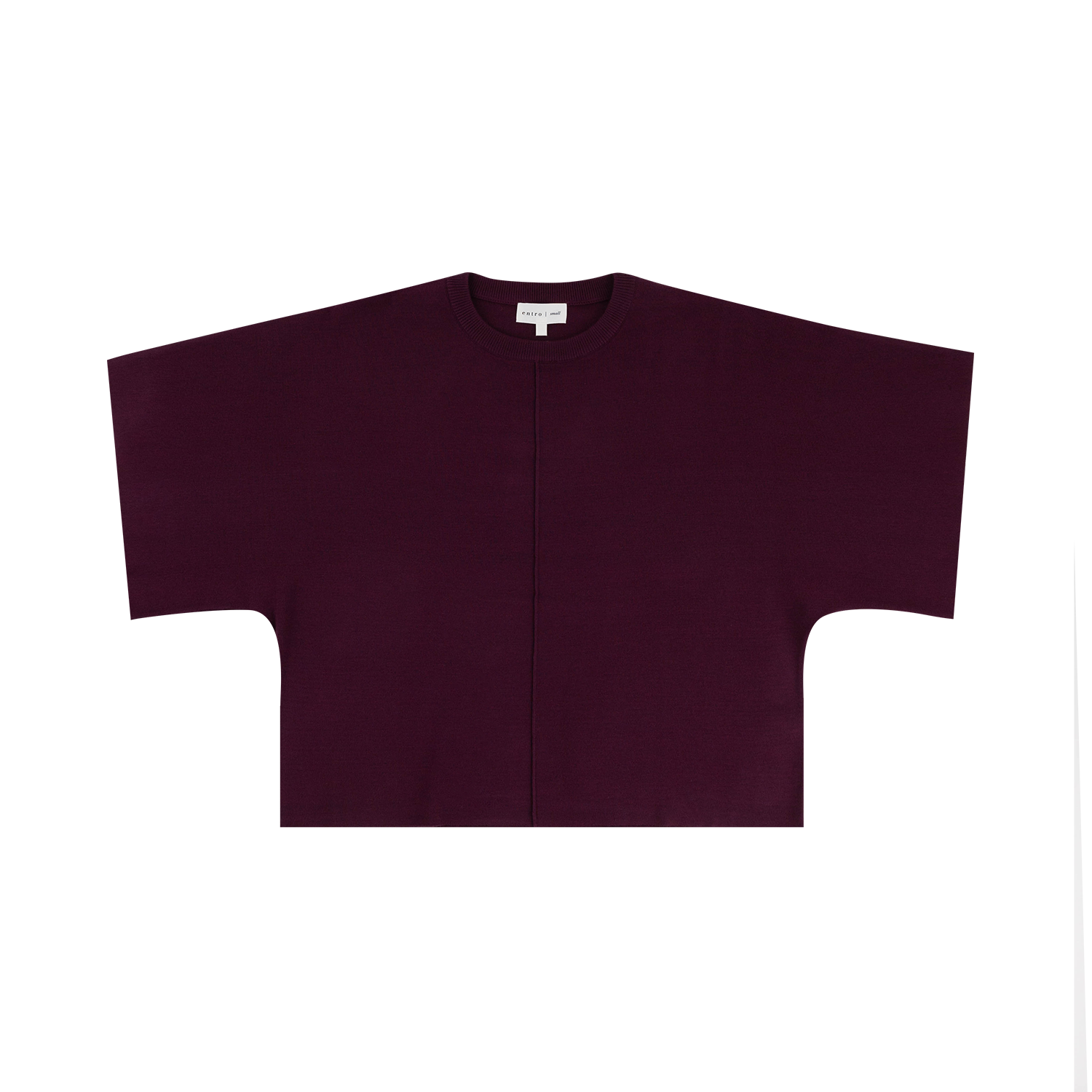 ENTRO Round Neck Short Sleeve Knit Top - Maroon