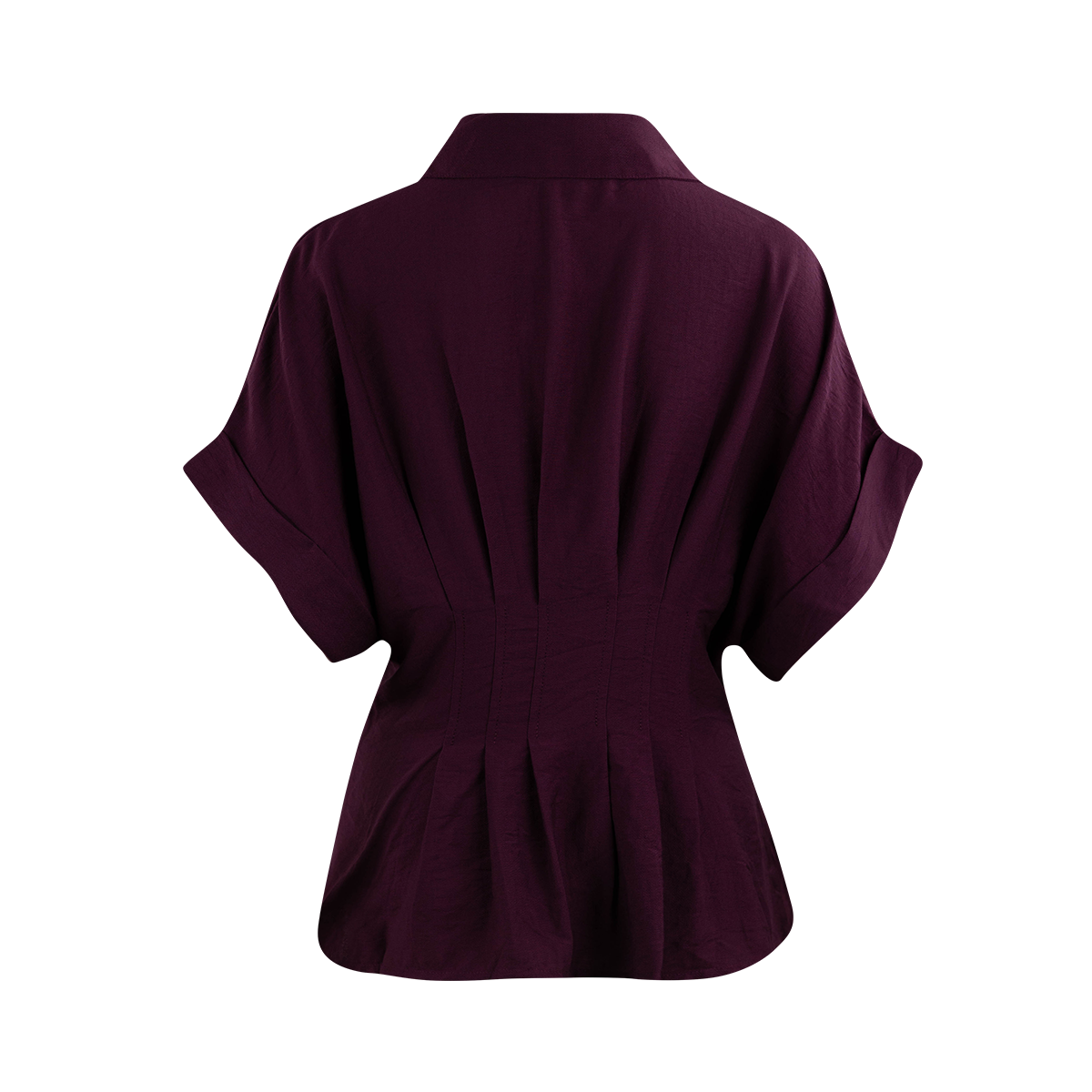 ENTRO Cinched Button Down Top - Maroon