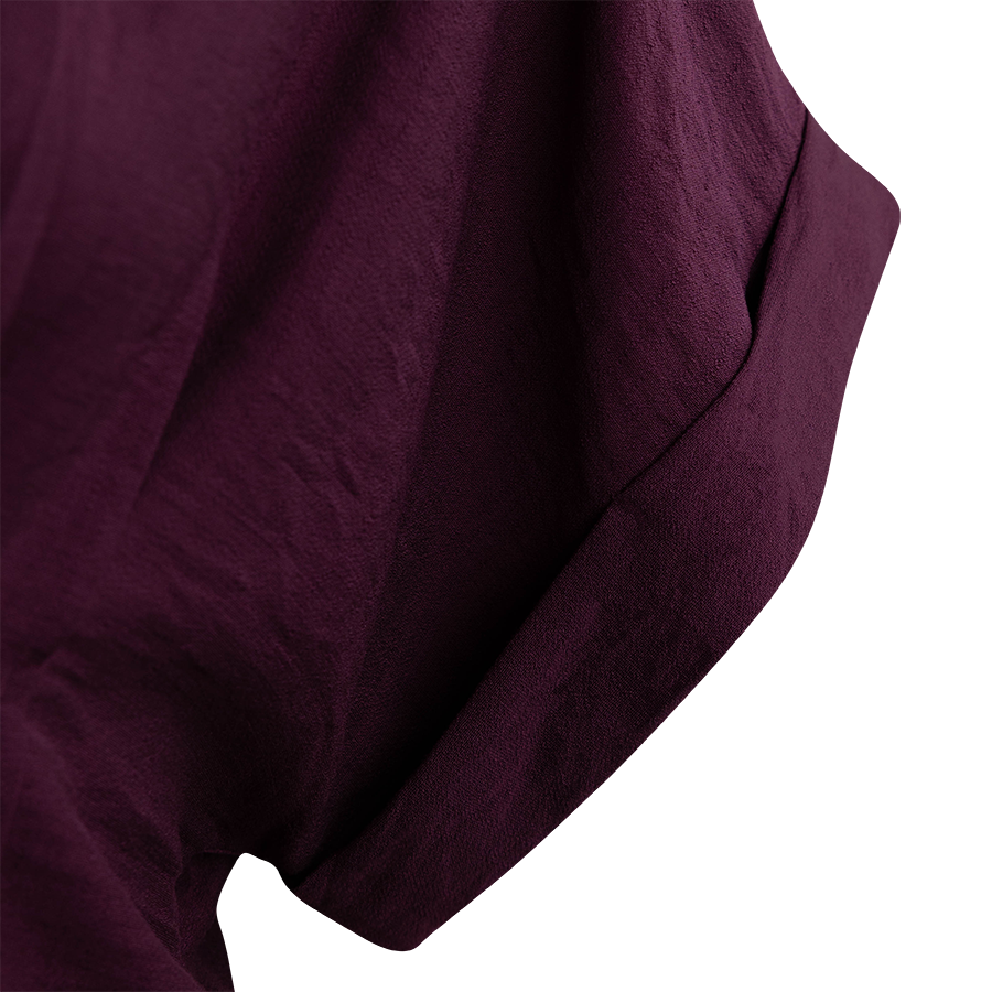 ENTRO Cinched Button Down Top - Maroon