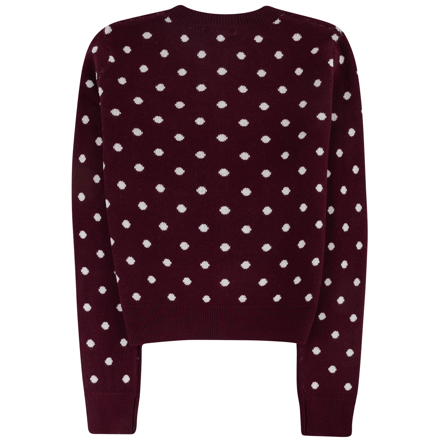 Double Zero Polka Dot Long Sleeve Cardigan - Maroon