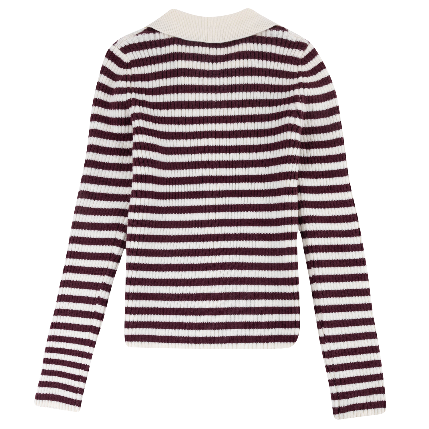 Double Zero Stripped Button Down Cardigan - Maroon
