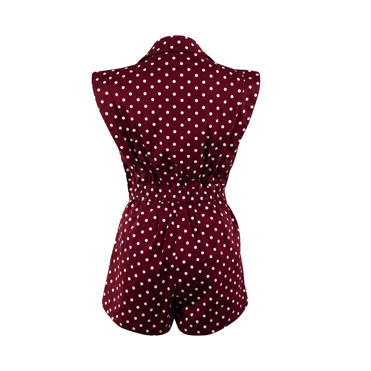 Baby Pink Polka Dot Collared Top - Maroon