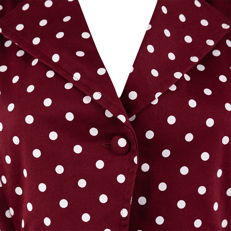 Baby Pink Polka Dot Collared Top - Maroon