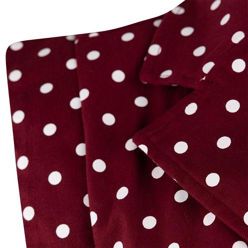 Baby Pink Polka Dot Collared Top - Maroon