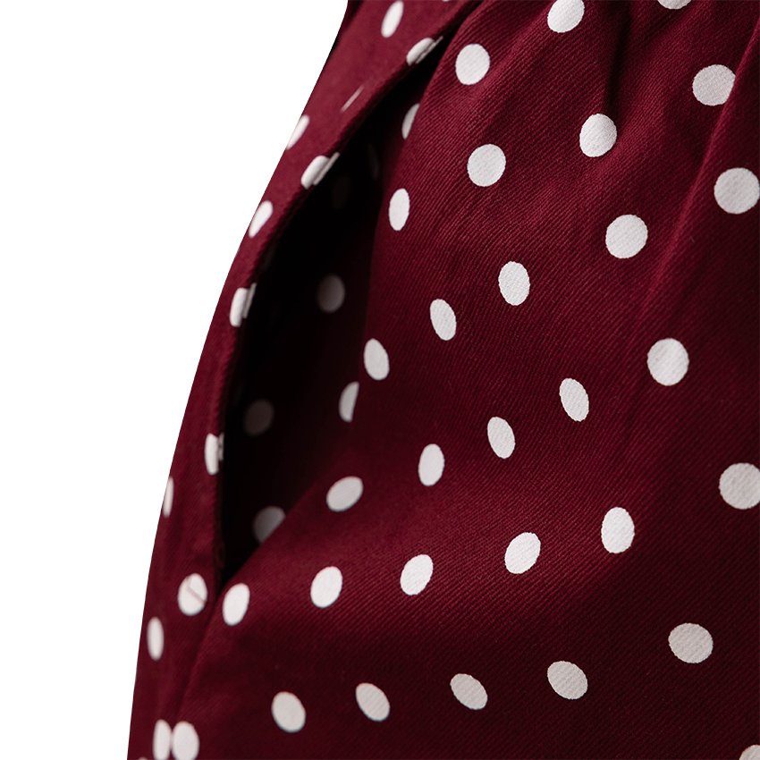 Baby Pink Polka Dot Collared Top - Maroon