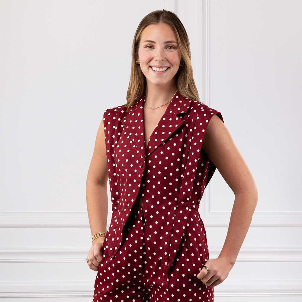 Baby Pink Polka Dot Collared Romper- Maroon
