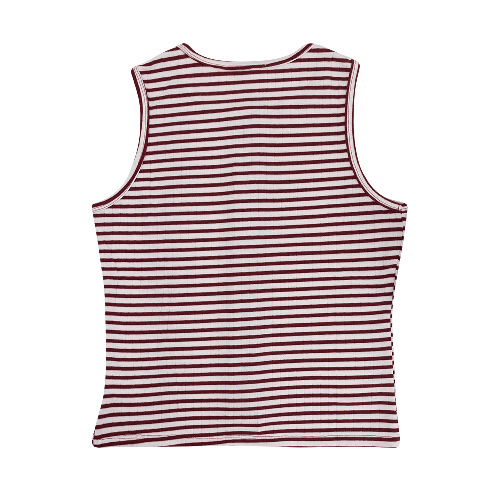 Double Zero Striped Button Down Tank Top - Maroon