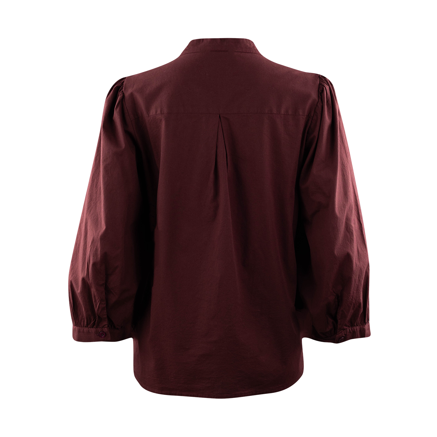 Suzy D Button Up Stretch Long Sleeve Puff Blouse - Maroon