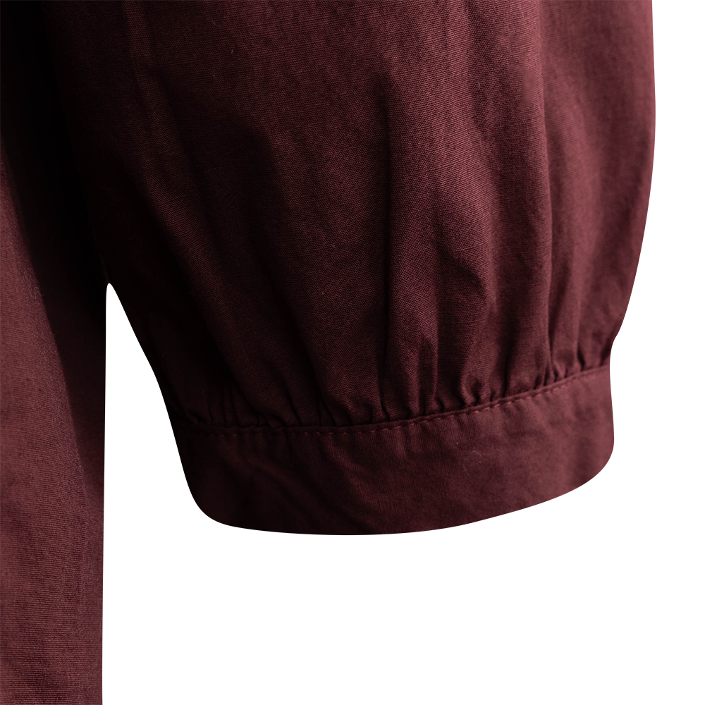 Suzy D Button Up Stretch Long Sleeve Puff Blouse - Maroon