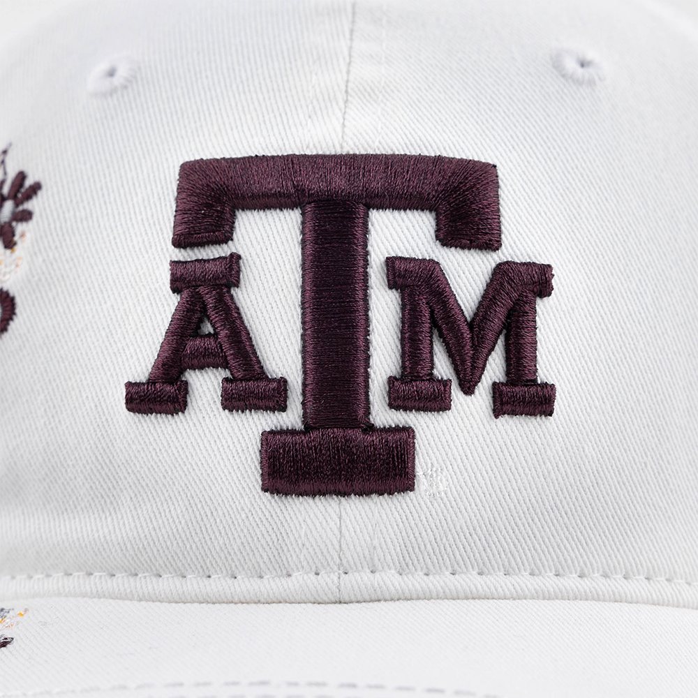 Texas A&M Zephyr Floral Embroidered Adjustable Cap - White