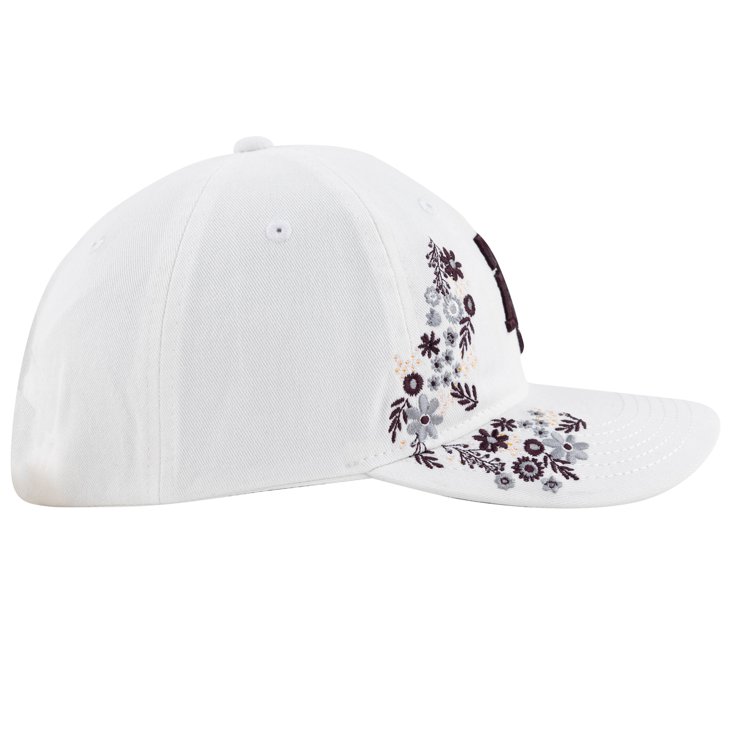 Texas A&M Zephyr Floral Embroidered Adjustable Cap - White