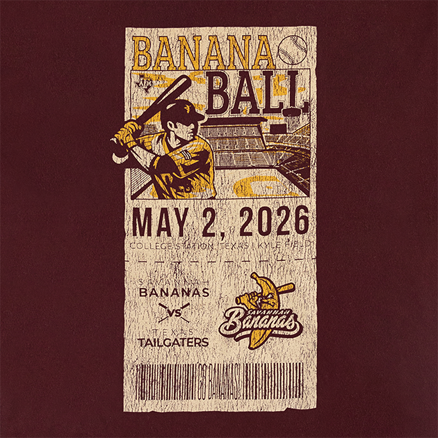 Texas A&M Banana Ball Ticket Stub T-Shirt - Maroon