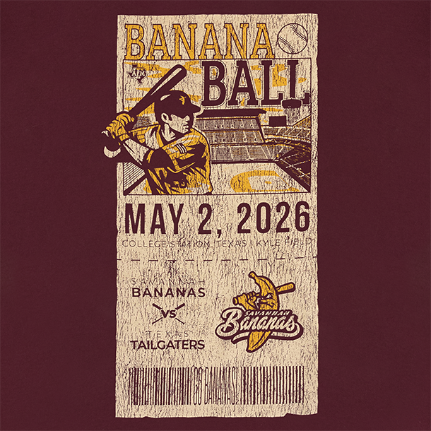 Texas A&M Banana Ball Ticket Stub Youth T-Shirt - Maroon