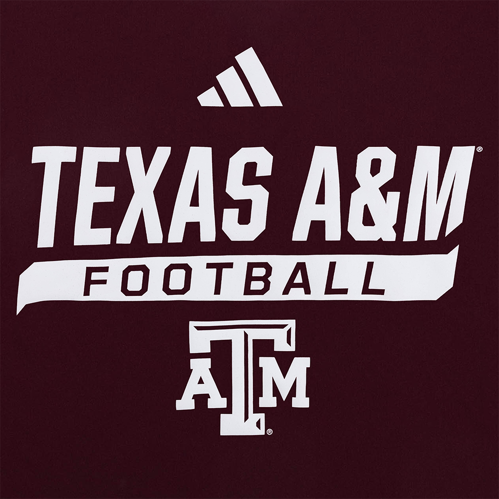 Texas A&M Adidas Football Performance Tee - Maroon