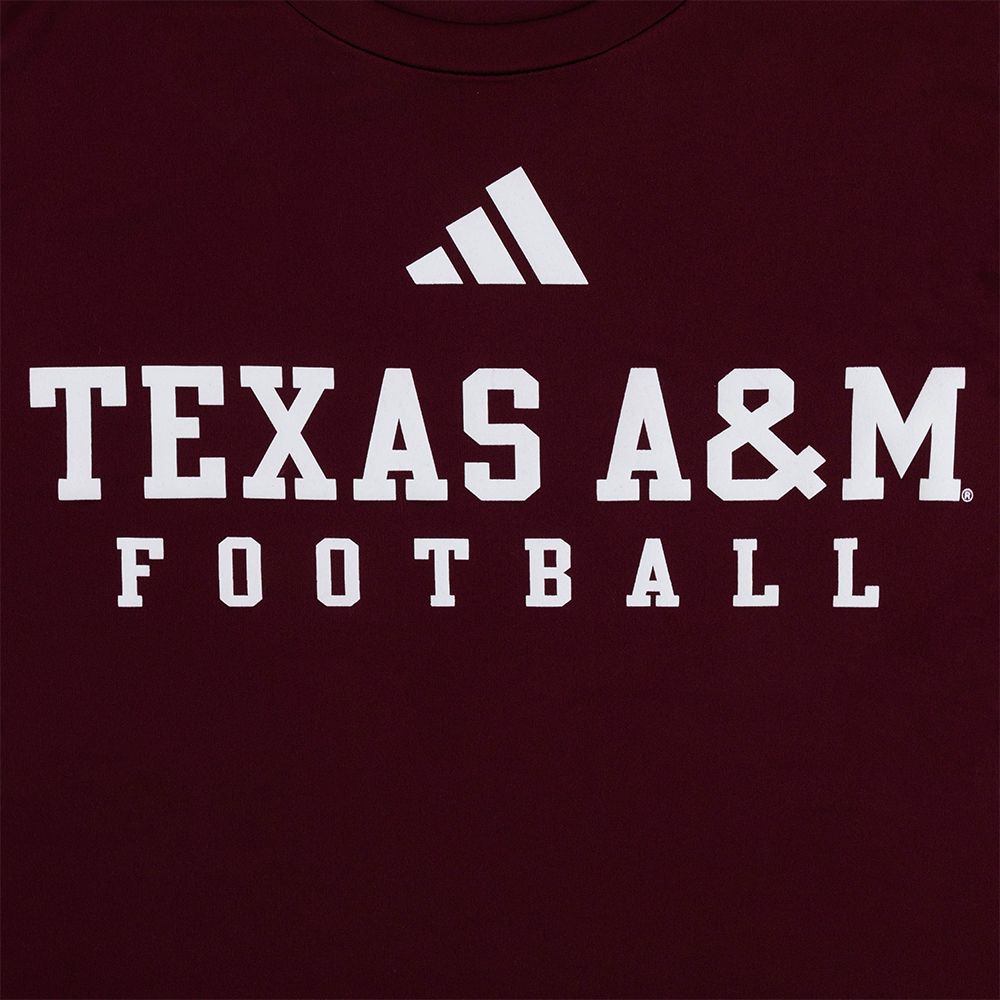 Texas A&M Adidas Football Long Sleeve Athletic Tee - Maroon