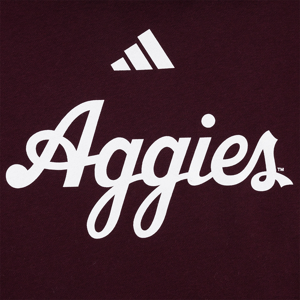 Script Aggies Adidas Men's Fleece Hoodie - Maroon