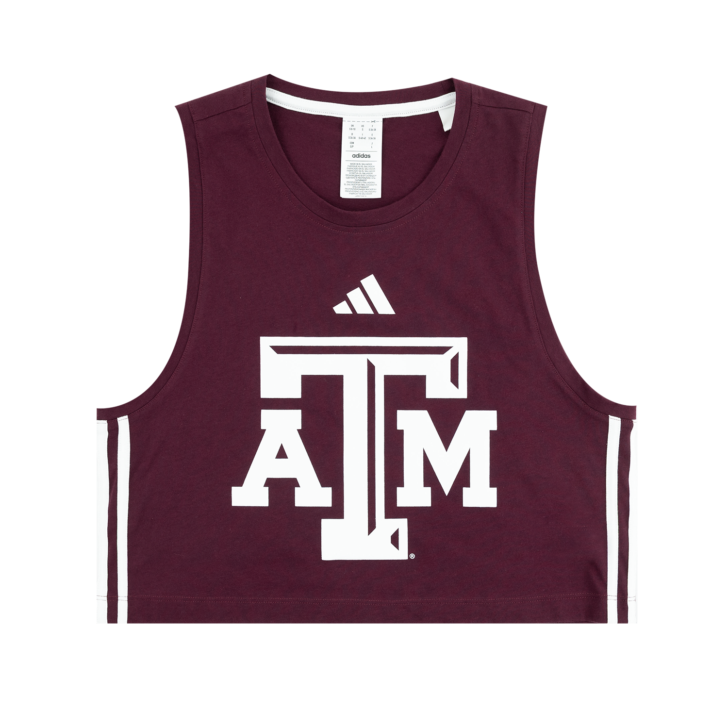 Texas A&M Adidas Block Logo 3 Stripe Tank - Maroon