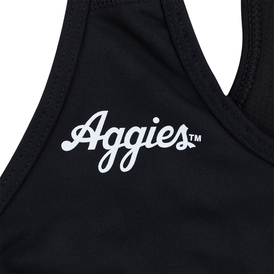 Script Aggies Adidas Alphaskin Sports Bra - Black