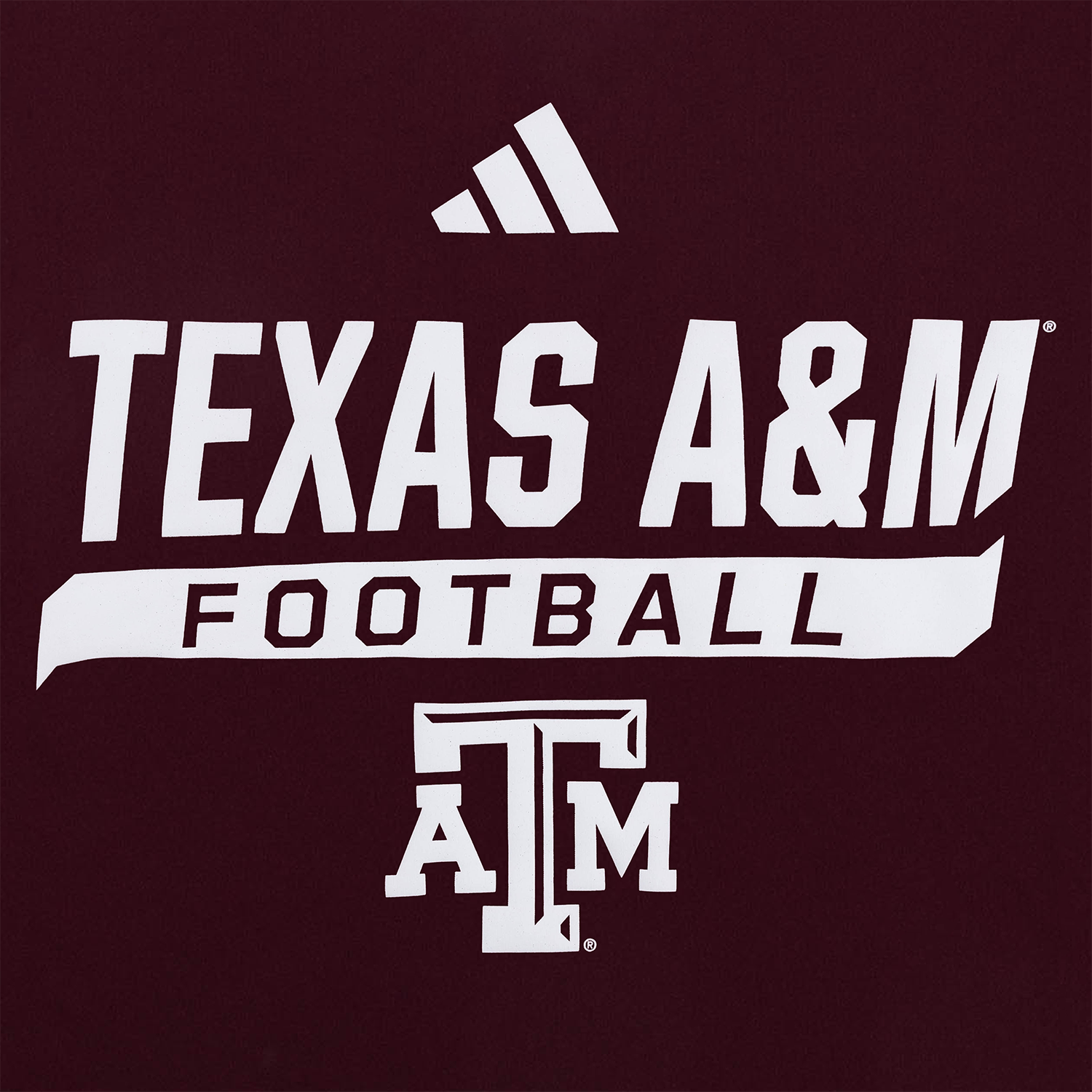 Texas A&M Adidas Youth Football Performance Tee - Maroon