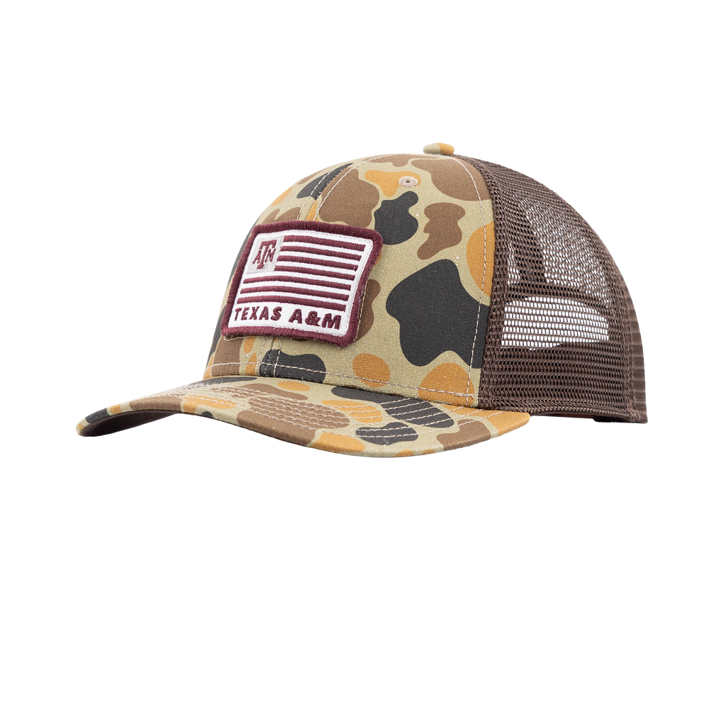Texas A&M League Collegiate American Flag Mesh Cap - Camo