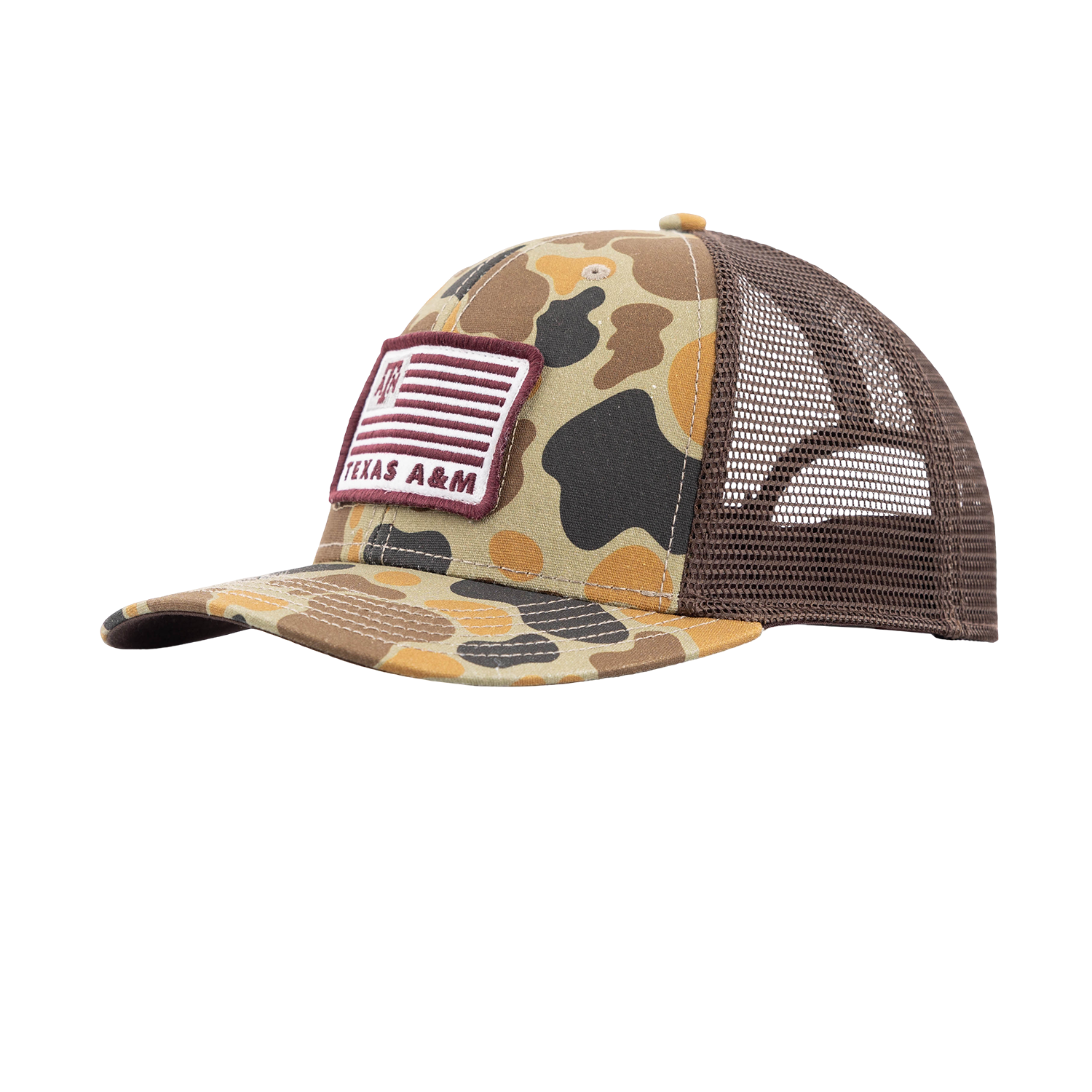 Texas A&M League Collegiate American Flag Mesh Cap - Camo