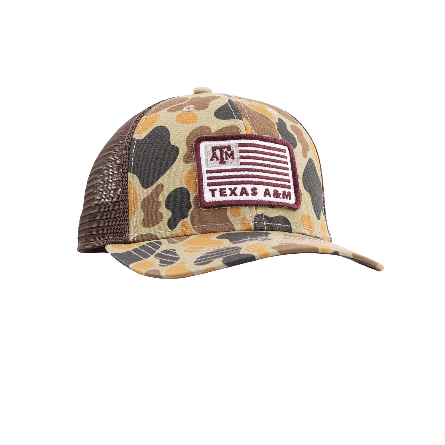 Texas A&M League Collegiate American Flag Mesh Cap - Camo