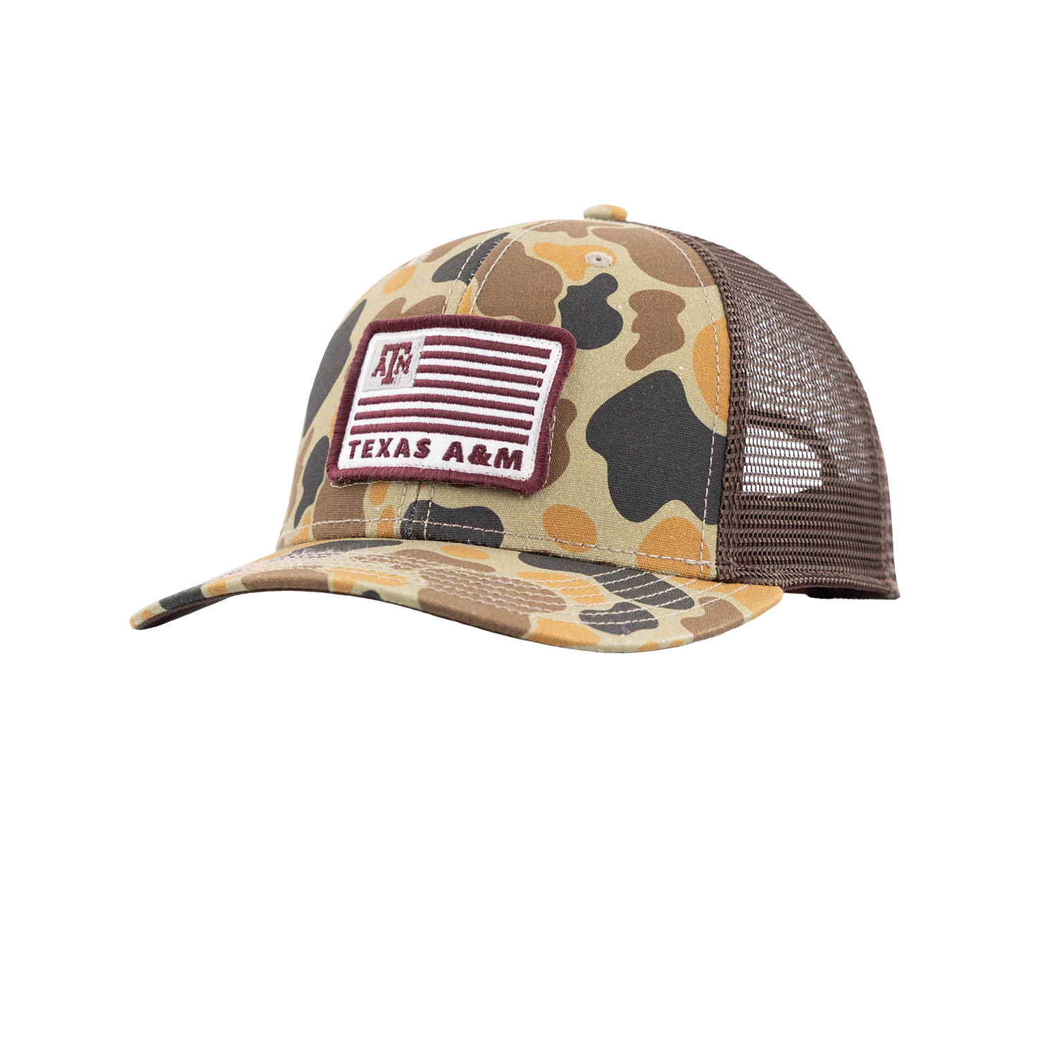 Texas A&M League Collegiate American Flag Mesh Cap - Camo