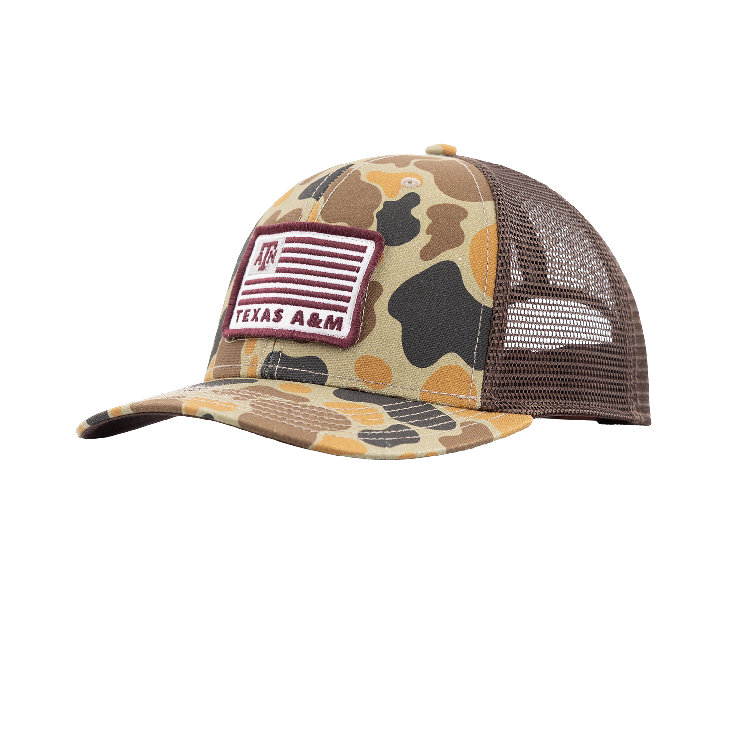 Texas A&M League Collegiate American Flag Mesh Cap - Camo