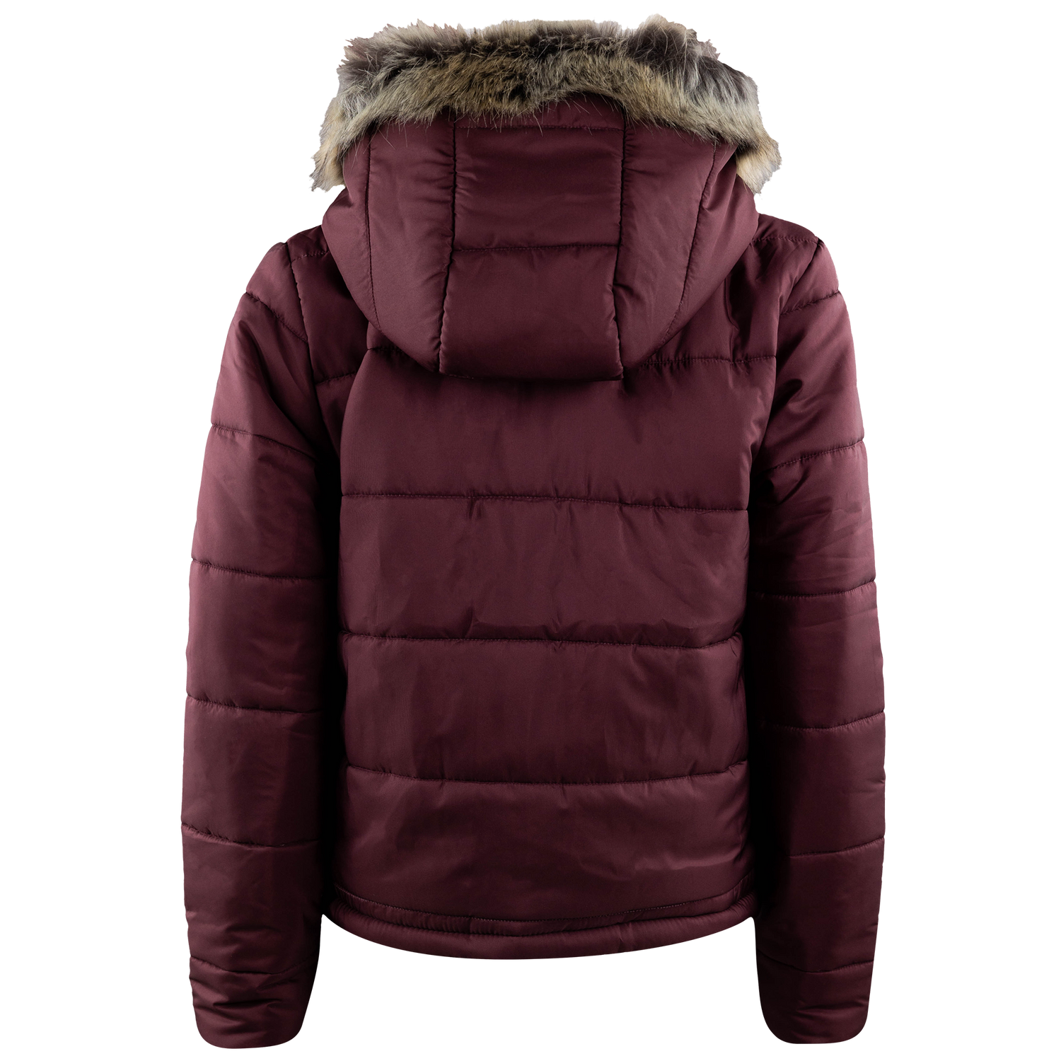Collegiate Outfitters Puffer Jacket with Fur Hood - Maroon
