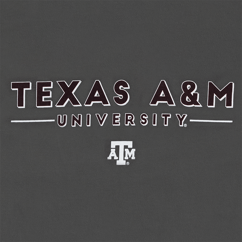Texas A&M Comfort Wash Academic Building Railroad T-Shirt - Gray