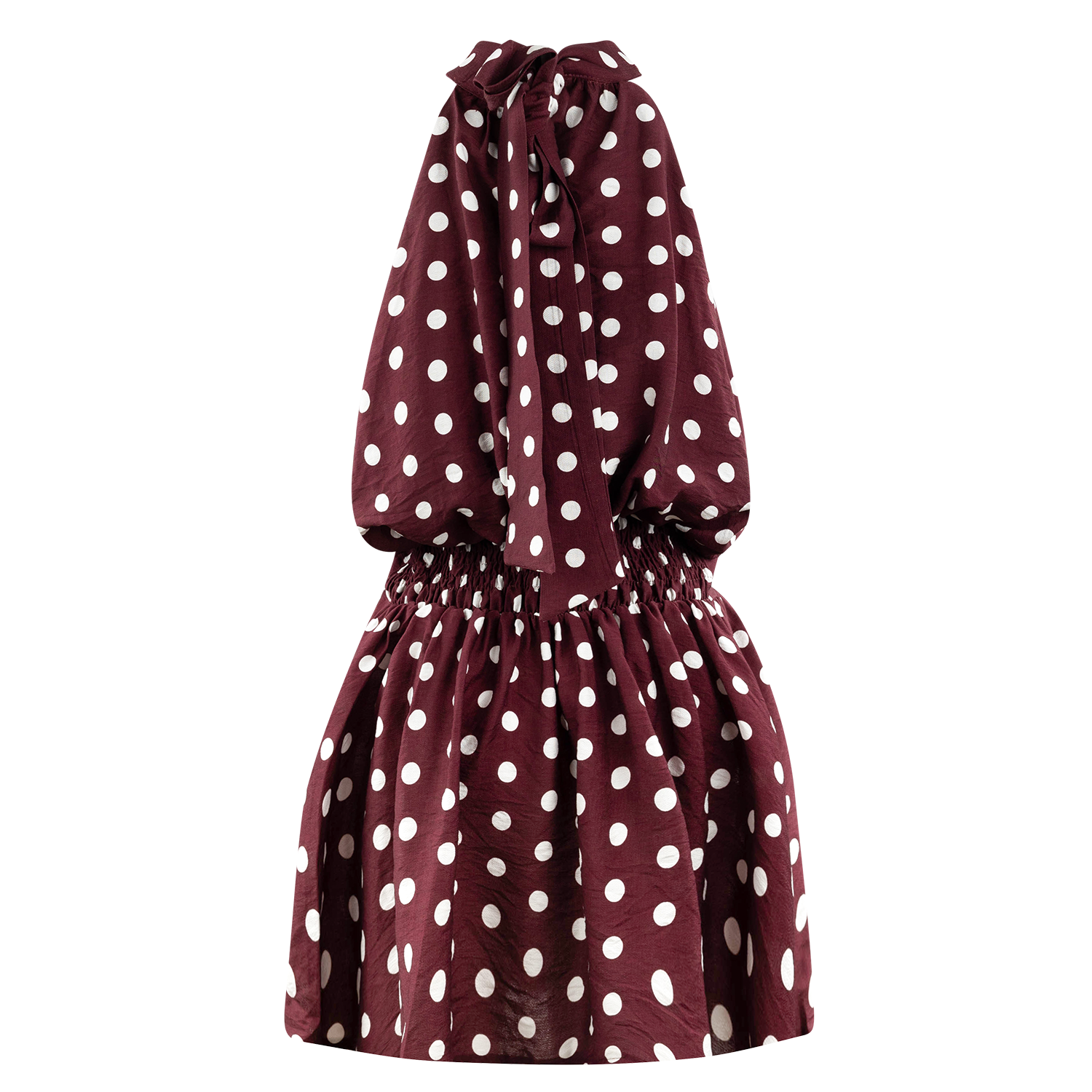 Collegiate Outfitters Polka Dot Cinched Halter Dress - Maroon