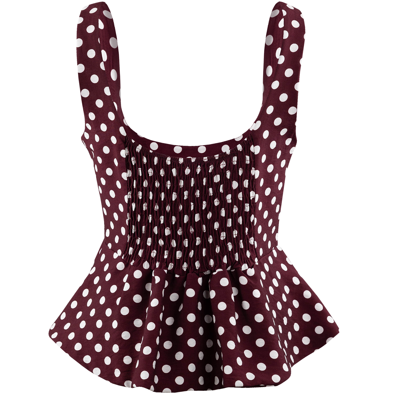 Collegiate Outfitters Polka Dot Italian Peplum Tank - Maroon