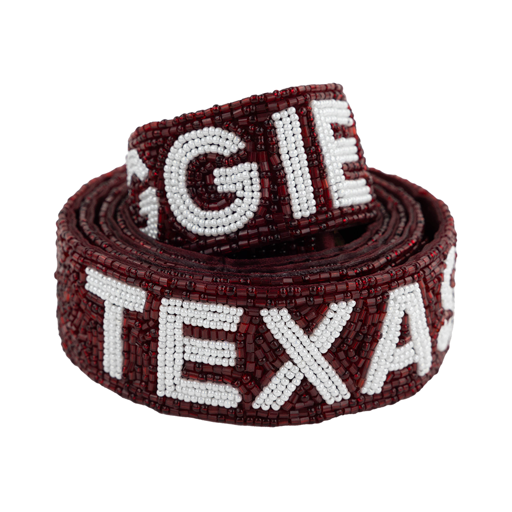 Texas A&M Fan Glam Star Skinny Beaded Purse Strap - Maroon