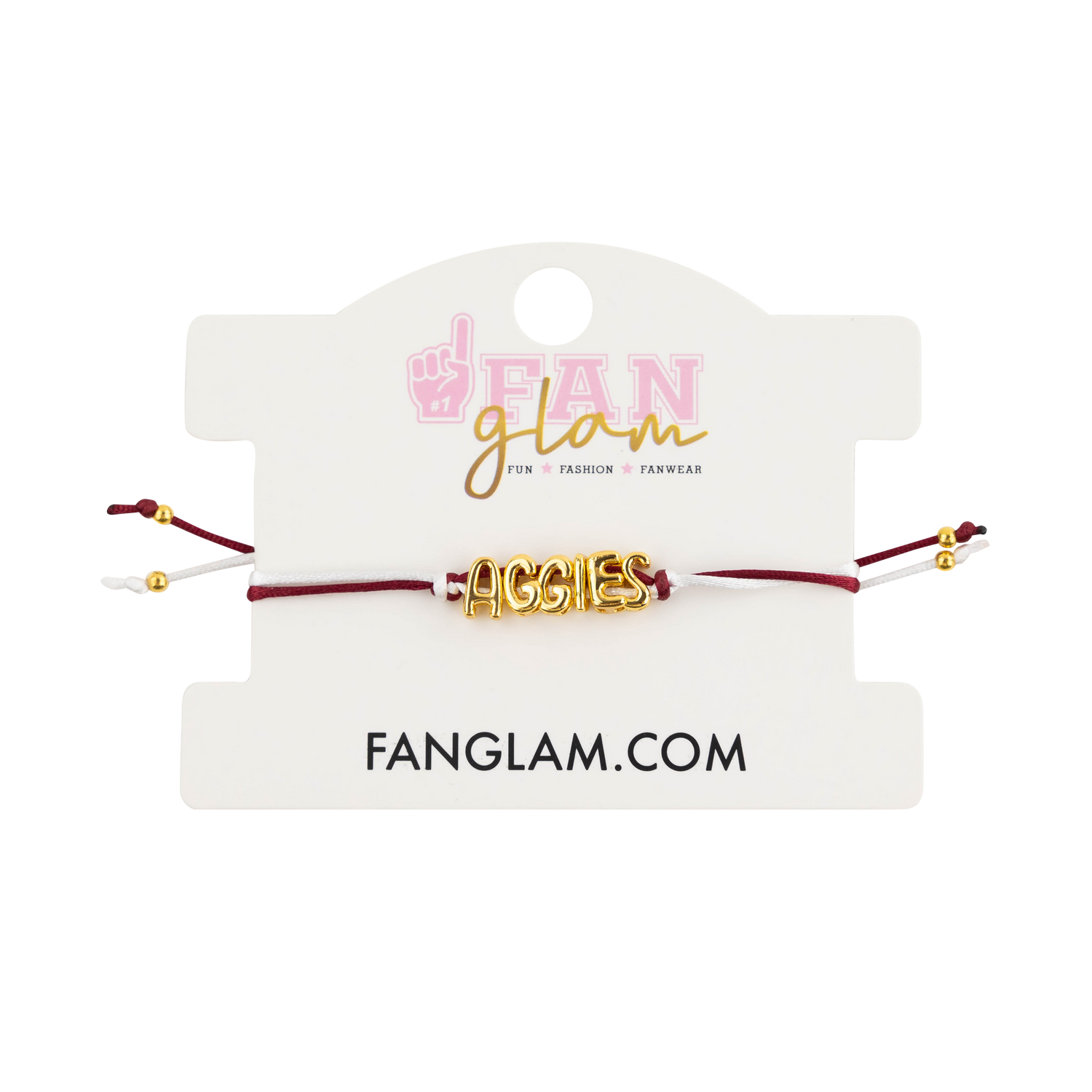 Aggies Fan Glam Gold Bubble Letters Maroon Bracelet