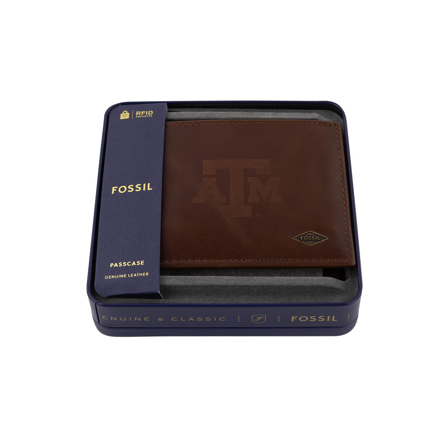 Texas A&M Fossil Dark Brown Bifold Wallet