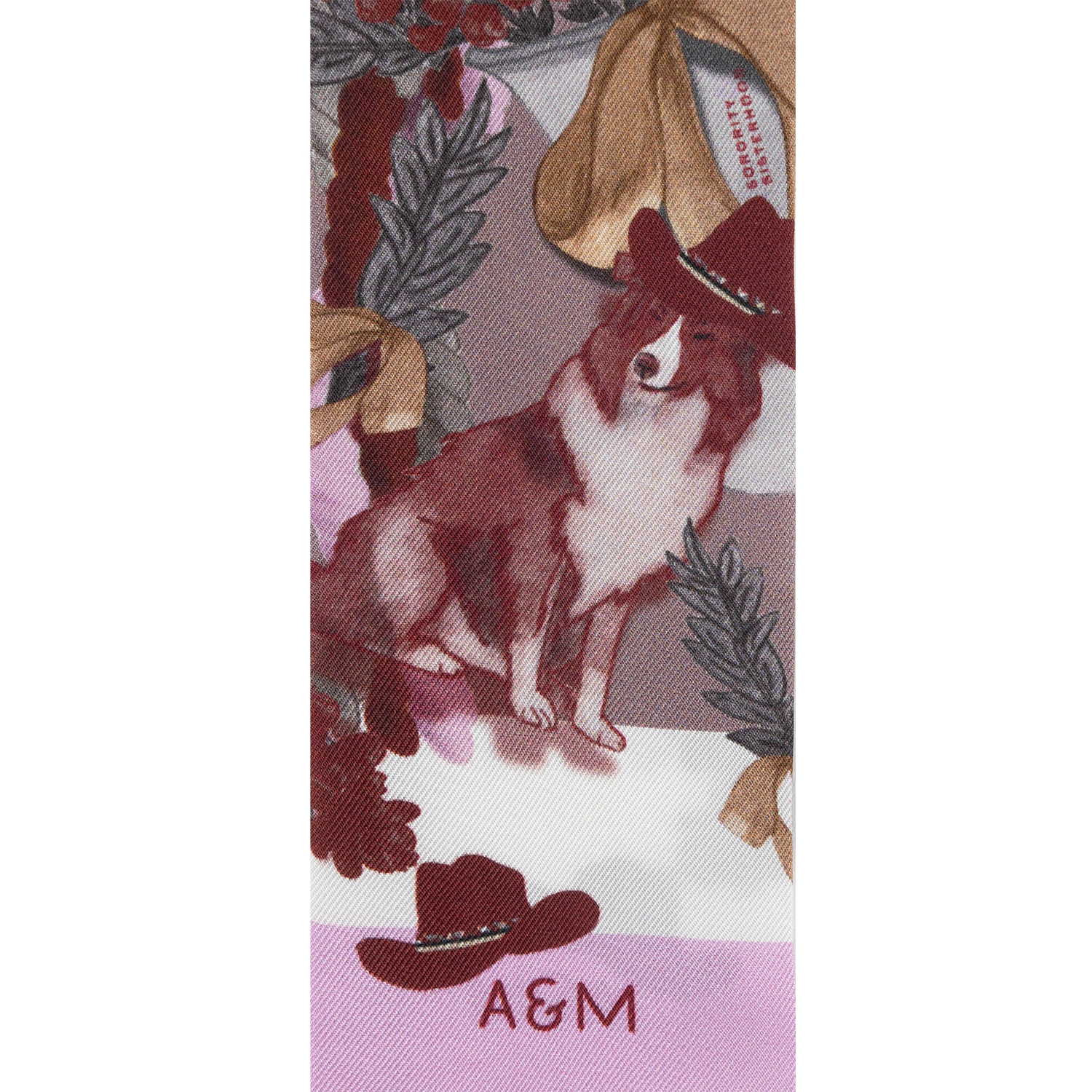 Maroon & White Heirloom Scarflette with Pink