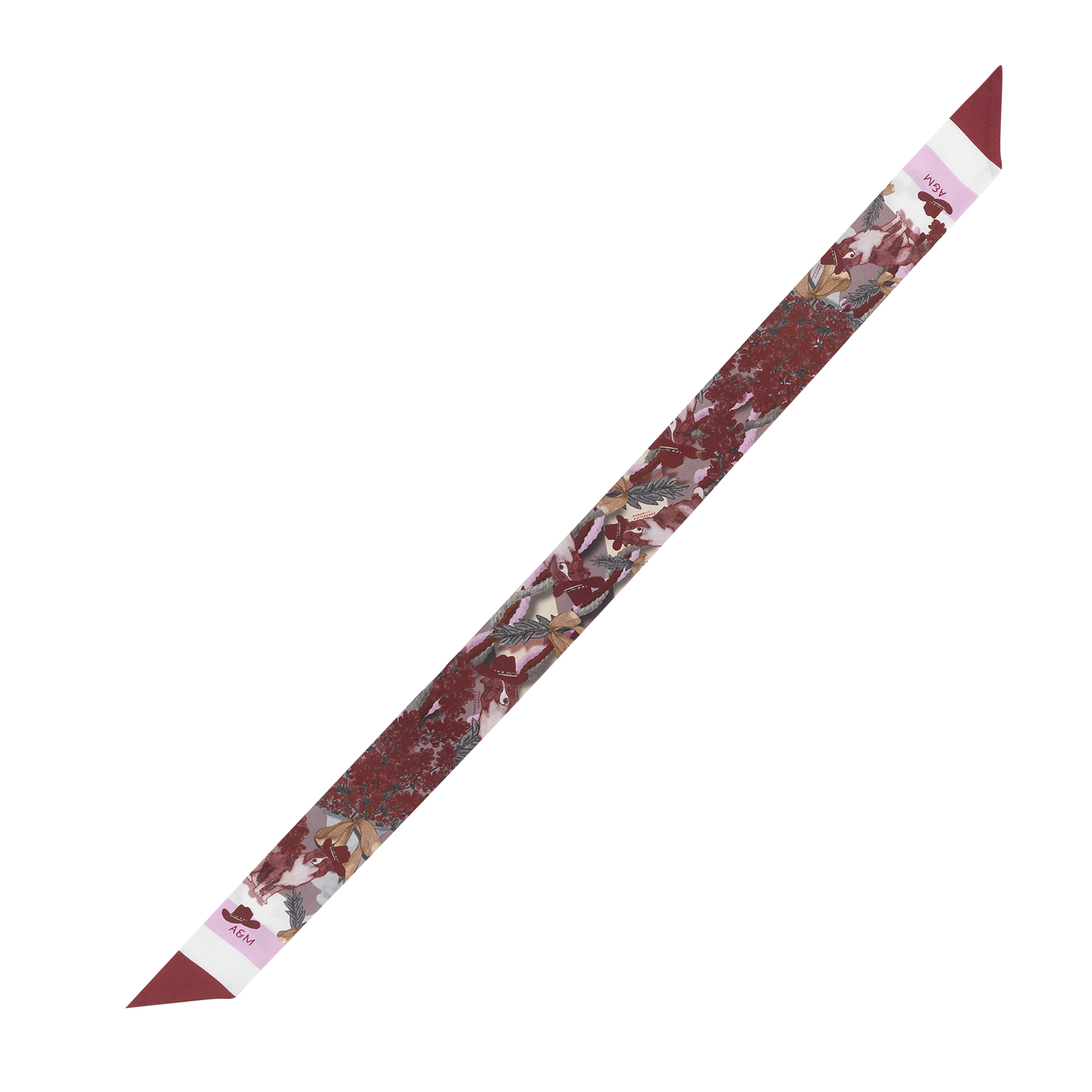 Maroon & White Heirloom Scarflette with Pink