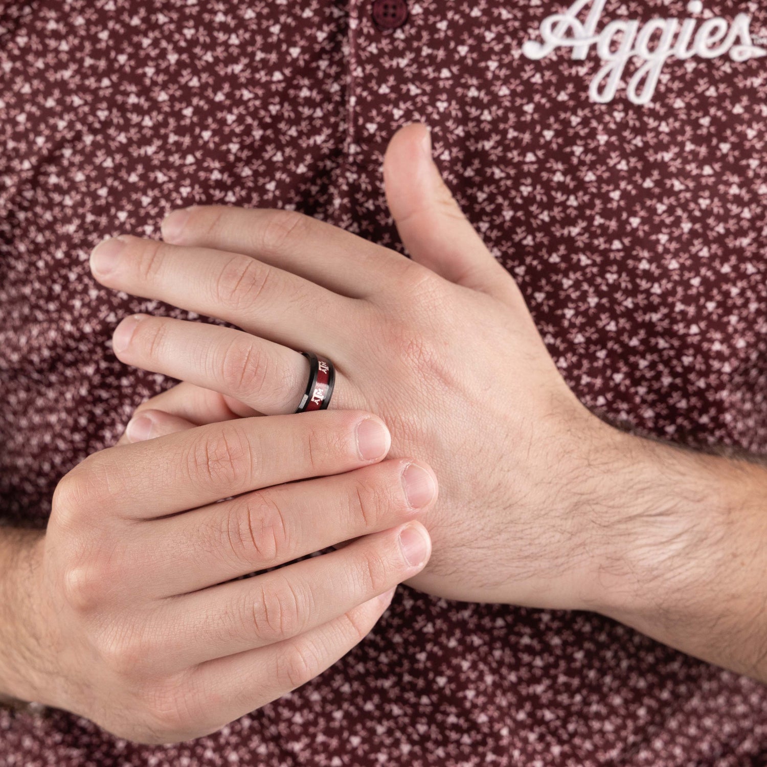 Texas A&M Fan Drip Men's Tungsten Ring