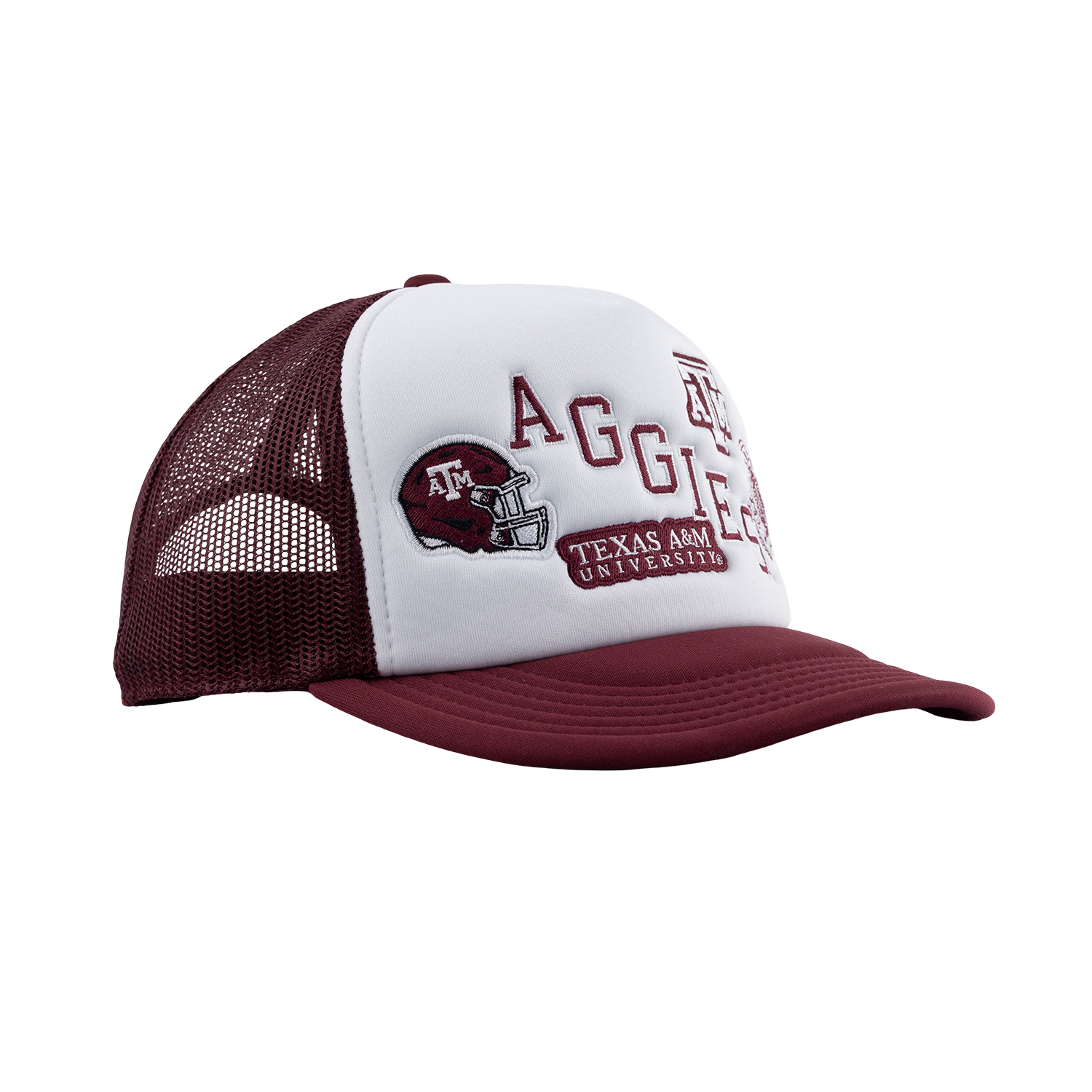 Aggies Collegiate Outfitters Diagonal Patch Hat - White