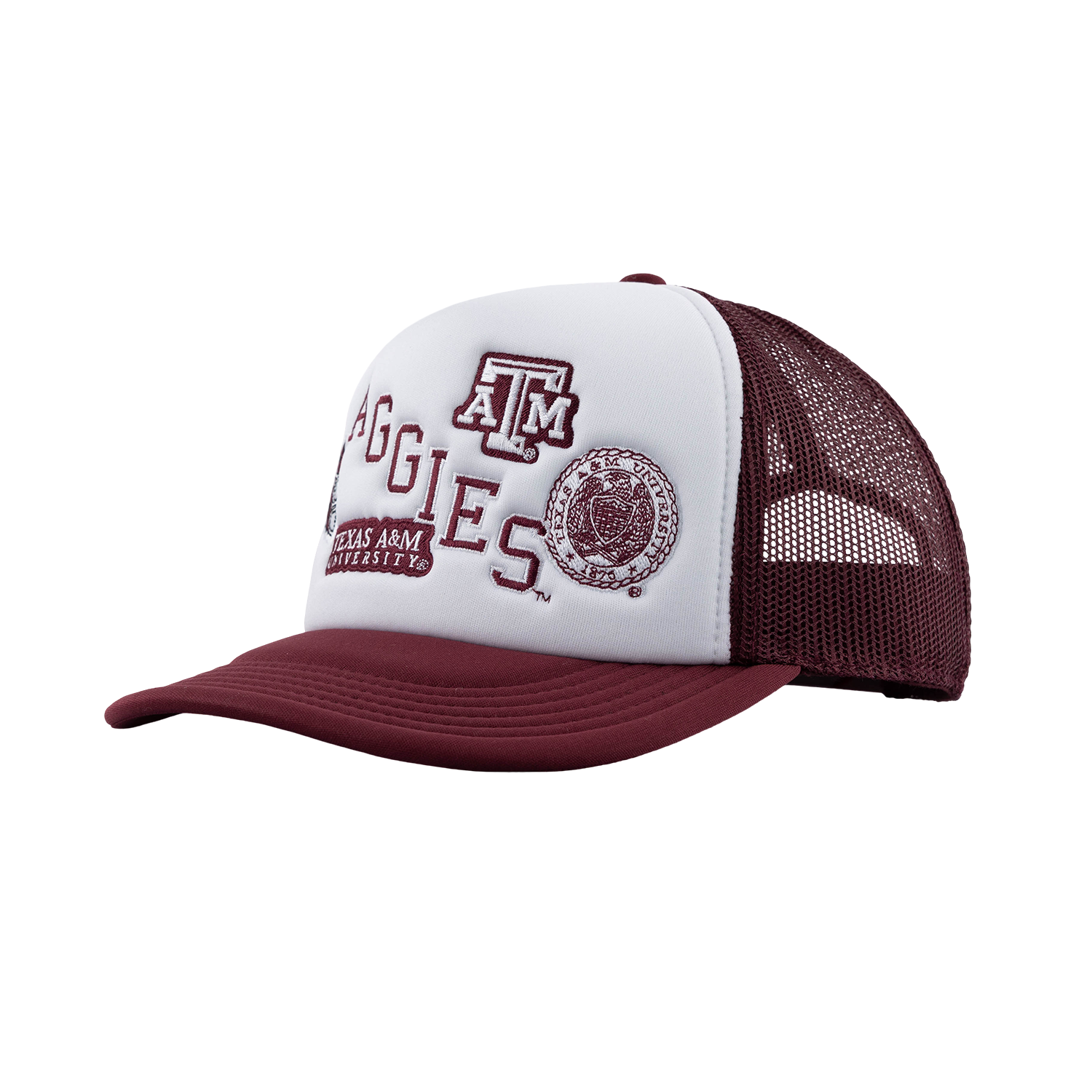 Aggies Collegiate Outfitters Diagonal Patch Hat - White