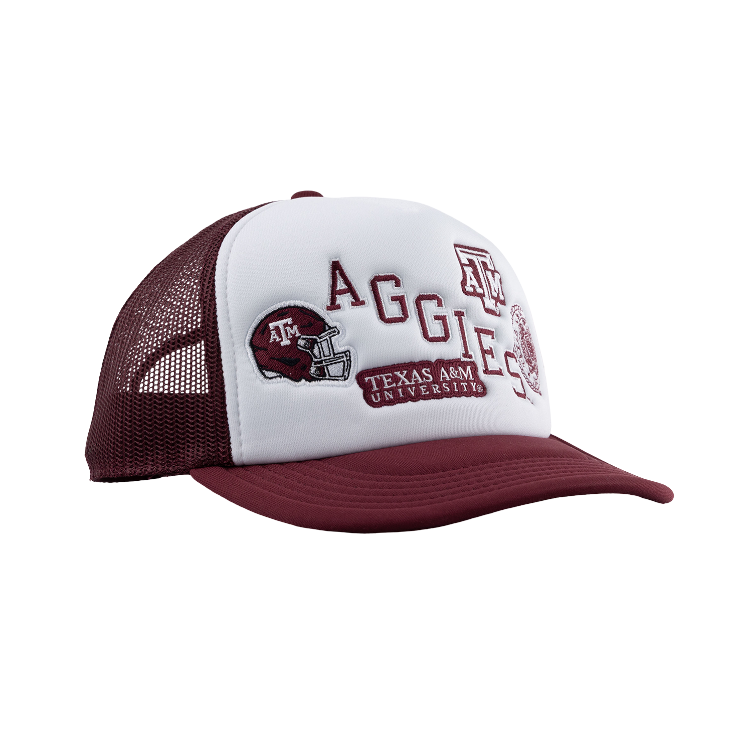 Aggies Collegiate Outfitters Diagonal Patch Hat - White