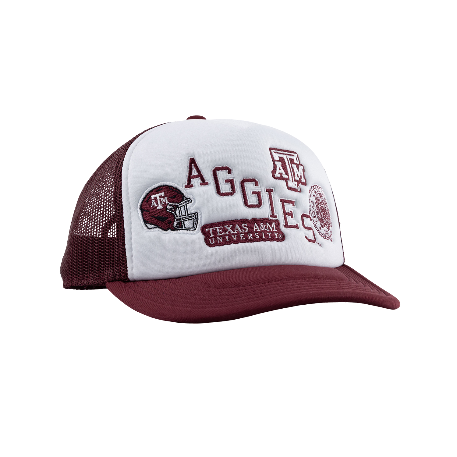 Aggies Collegiate Outfitters Diagonal Patch Hat - White