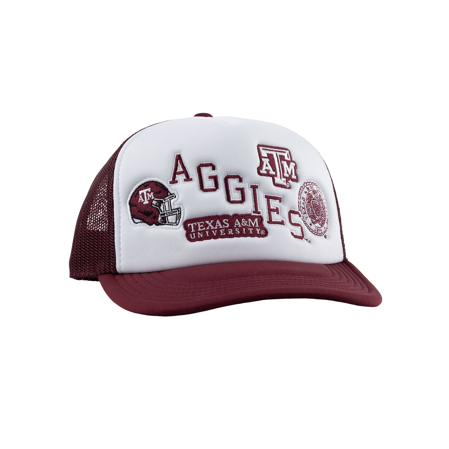 Aggies Collegiate Outfitters Diagonal Patch Hat - White