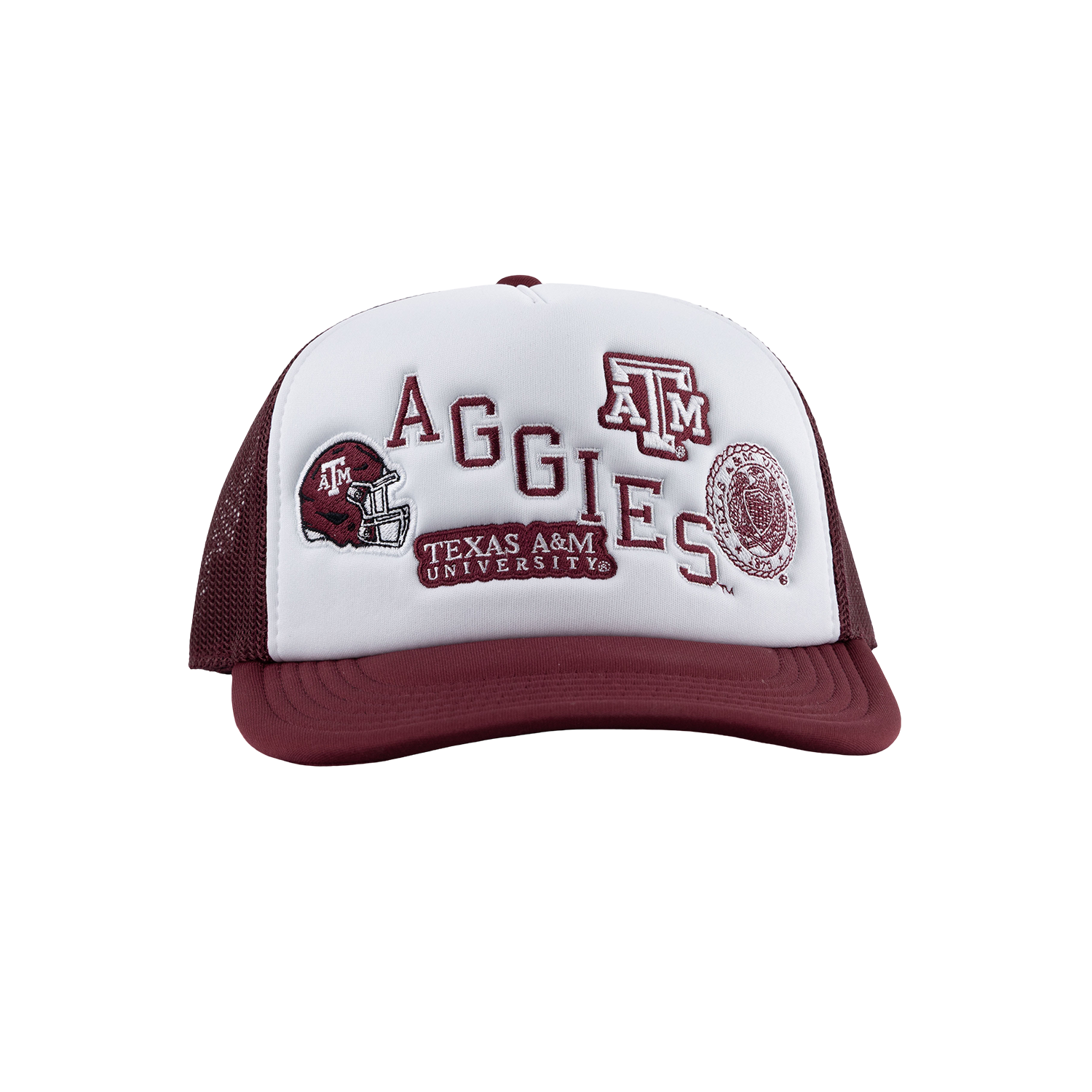 Aggies Collegiate Outfitters Diagonal Patch Hat - White