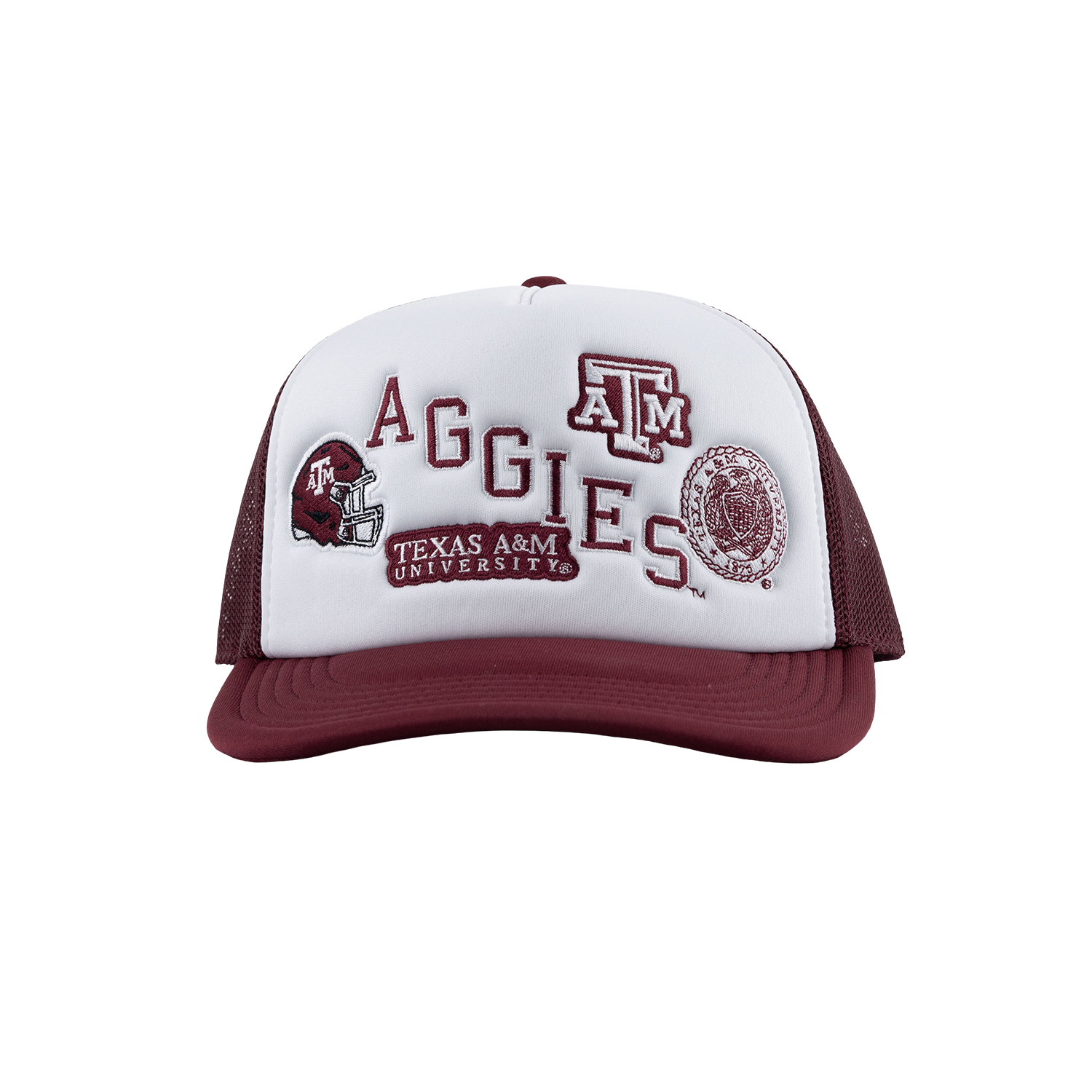 Aggies Collegiate Outfitters Diagonal Patch Hat - White