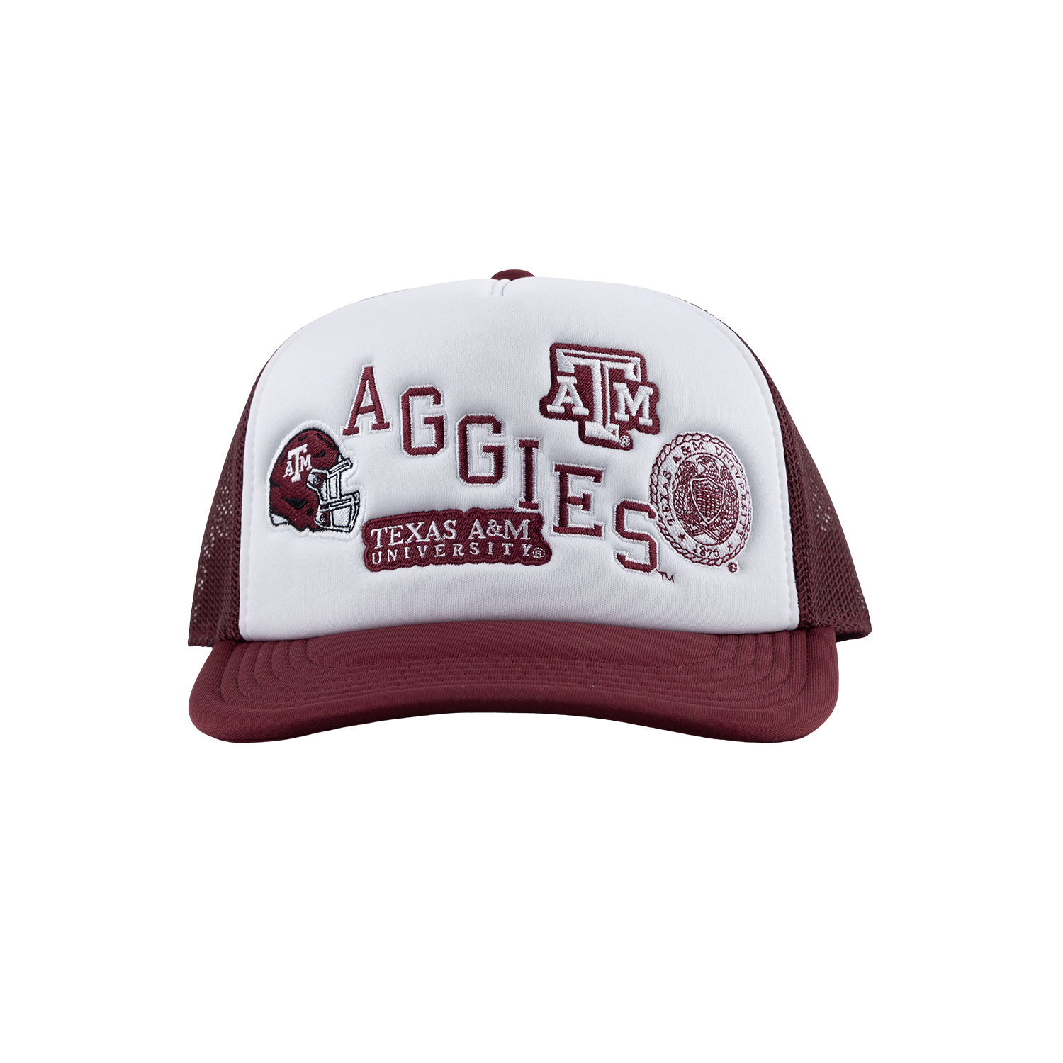 Aggies Collegiate Outfitters Diagonal Patch Hat - White