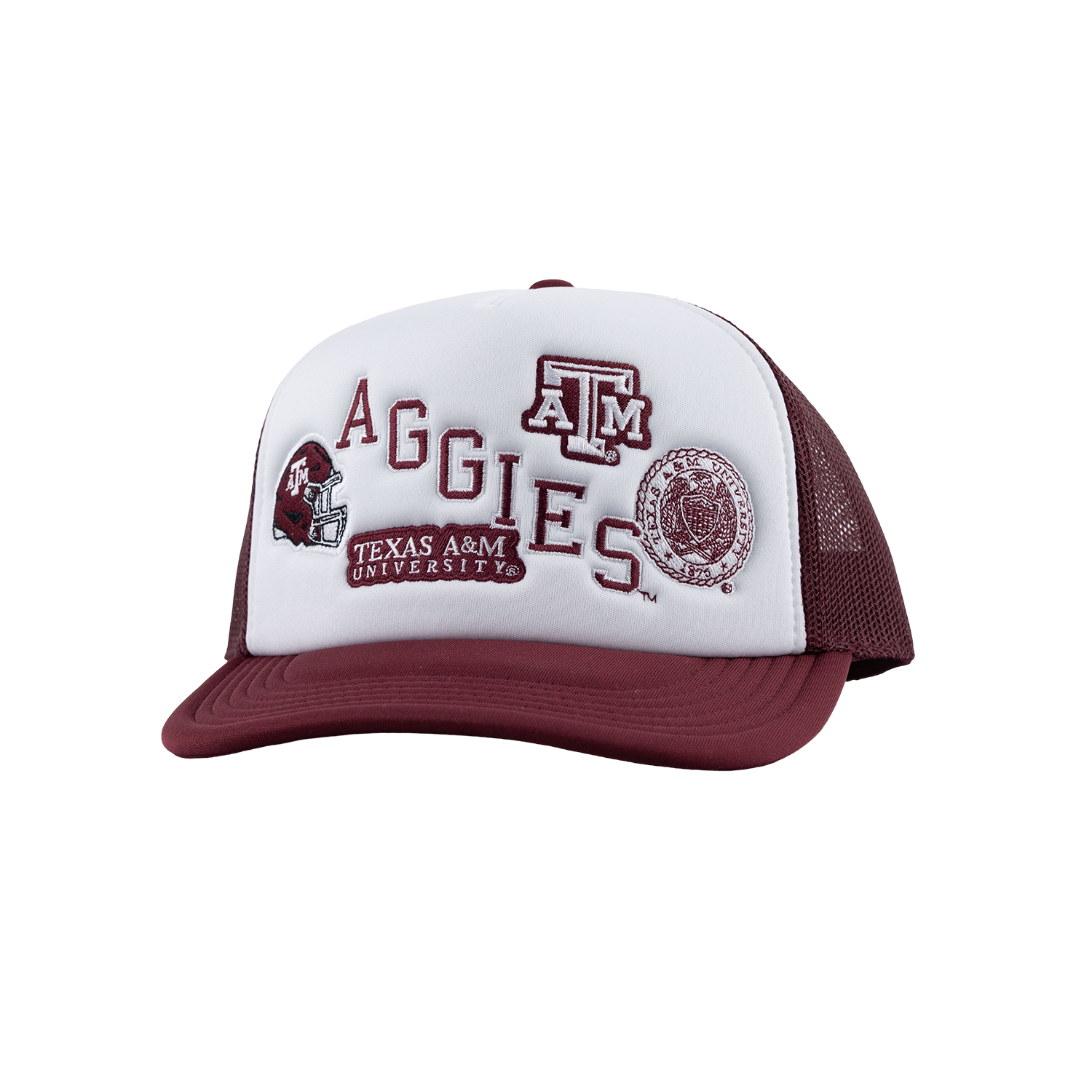 Aggies Collegiate Outfitters Diagonal Patch Hat - White