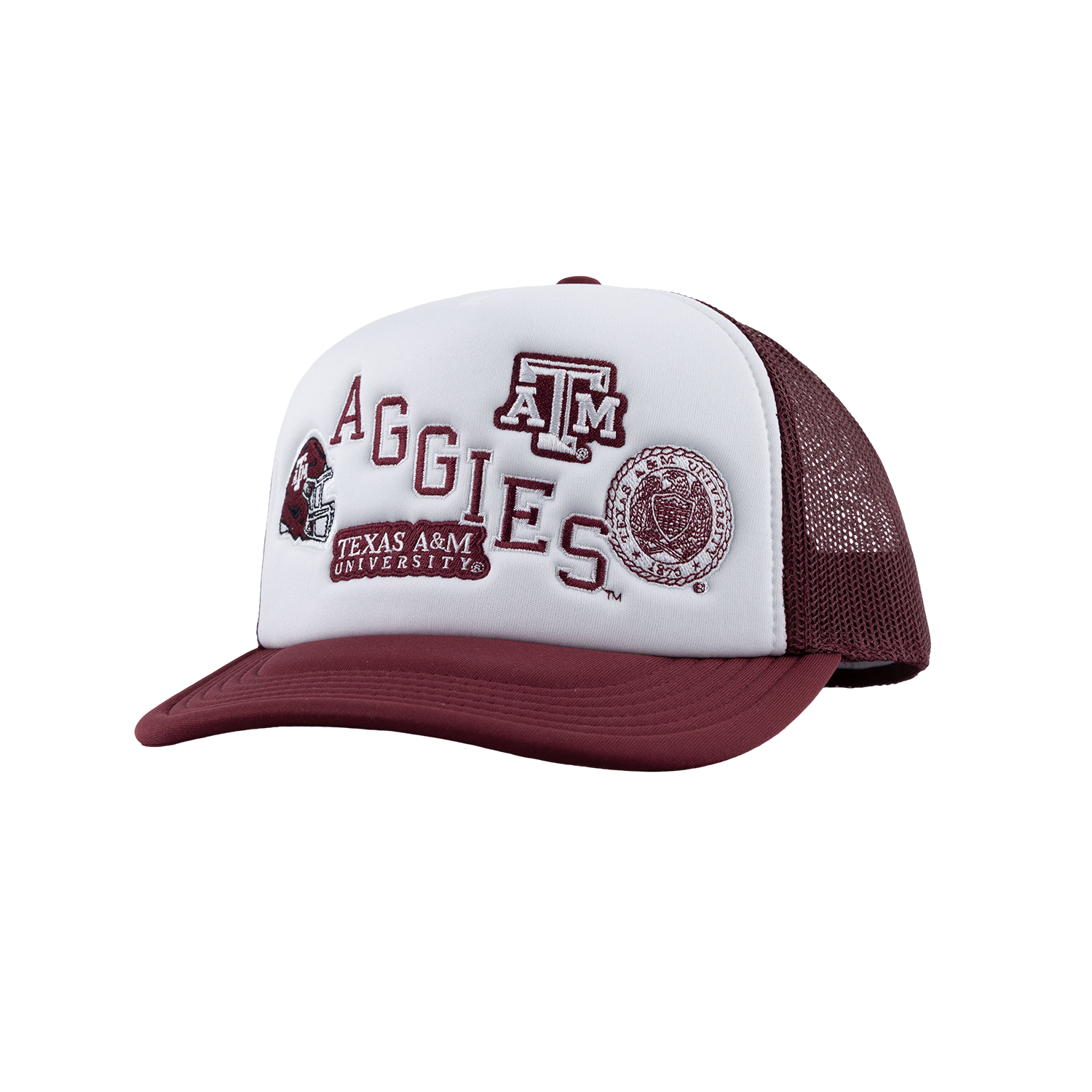 Aggies Collegiate Outfitters Diagonal Patch Hat - White